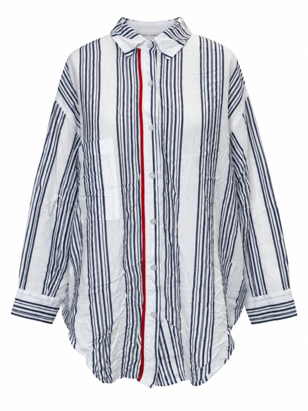 Smythe Oversized Blue White Striped Button Up Shirt S